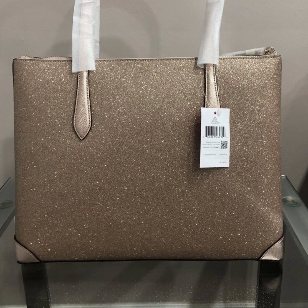 Kate Spade Rose Gold Glitter Tote